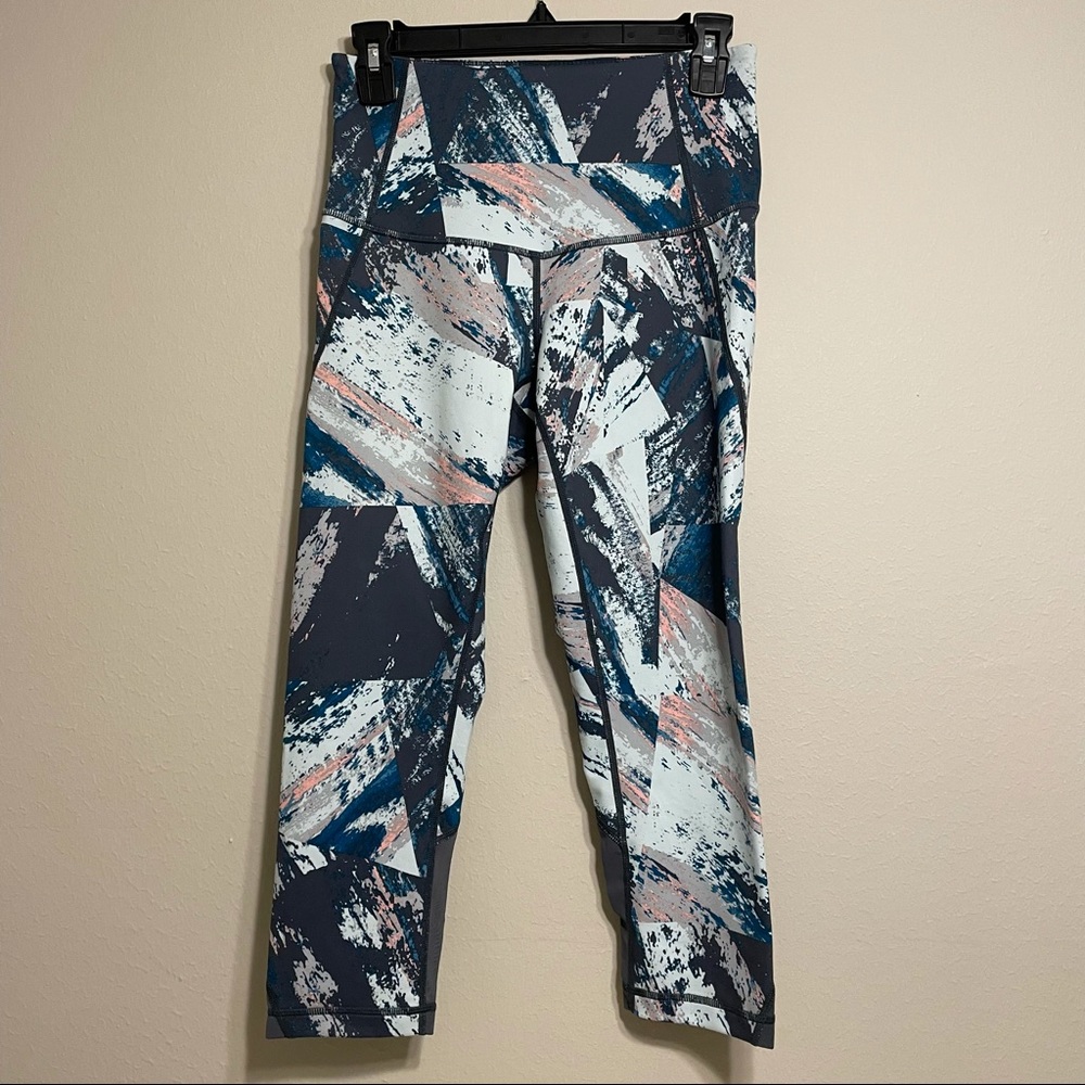 Zella Women High Rise Blue w/ Gray Capri Legging S
